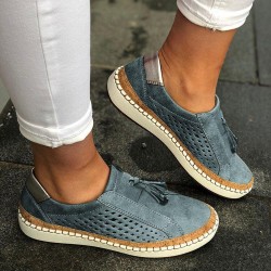 Large Size Women Casual Hollow Out Fringe Loafers