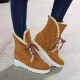 Plus Size Women Casual Warm Slip Resistant Lace Up Thick Sole Snow Boots