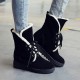 Plus Size Women Casual Warm Slip Resistant Lace Up Thick Sole Snow Boots