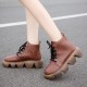 Plus Size Women Comfy Lace Up Thick Sole Short Boots