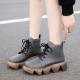 Plus Size Women Comfy Lace Up Thick Sole Short Boots