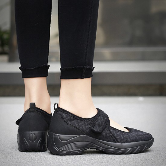 Women Mesh Breathable Hook Loop Platform Casual Sport Shoes